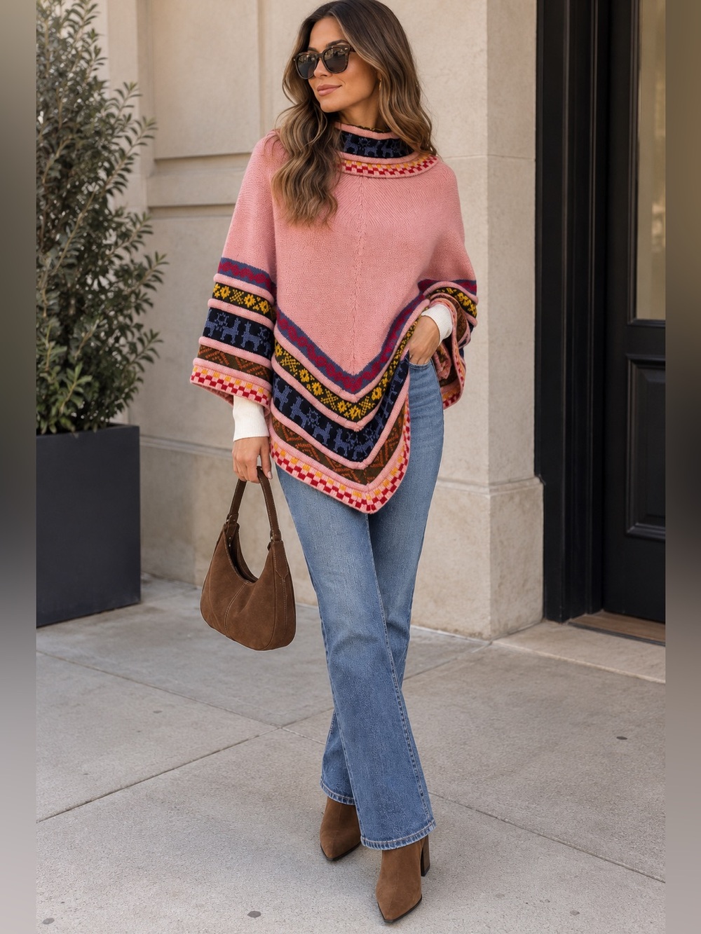 Pink vintage alpaca Poncho Sweater